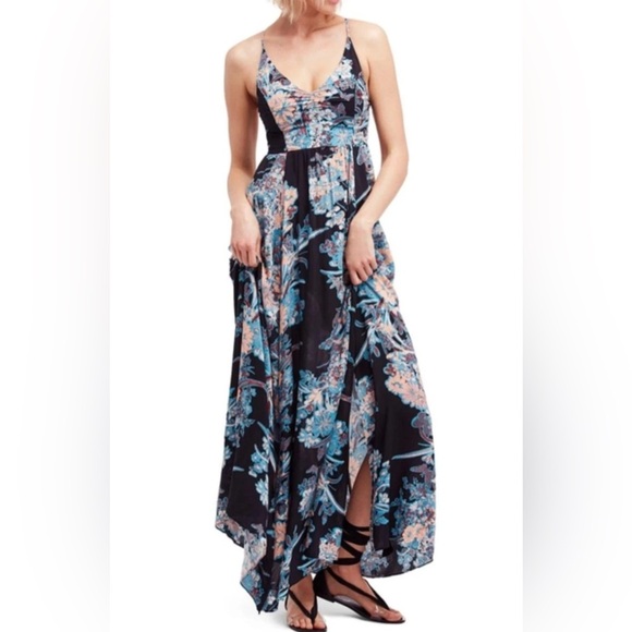 Intimately Free People Through The Vine Maxi Long Dark Floral Smocked Dress XS - Picture 2 of 13
